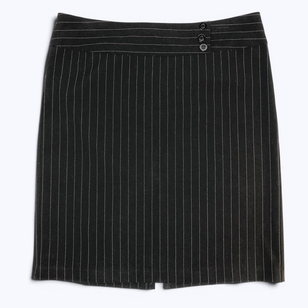 Vintage My Michelle Pink Pinstripe Skirt Black Office Career Y2K Sz 7